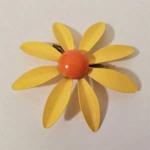 Vintage Yellow Orange Daisy Pin/Brooch 1960s?